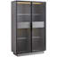 Vitrine haute 60,6 po avec porte en verre trempé, éclairage DEL, deux tiroirs, armoire de rangement de style moderne pour le salon, le bureau et le bureau, gris