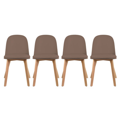 Jackqueline Modern Dining Side Chairs with Armless Faux Leather and Wooden Legs