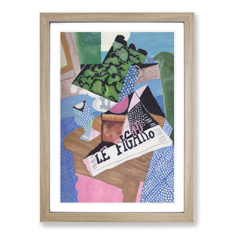 Le Figaro by Juan Gris - Picture Frame Painting, 65cm H x 48cm W x 2cm D, Oak Framed