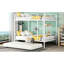 Lit superposé double en métal avec lit gigogne, cadre en fer blanc pour chambre à coucher de style contemporain et contemporain, garde-corps sécuritaire, peu encombrant, facile à assembler sur un lit gigogne et supportant des charges lourdes-2046940203-2046940200