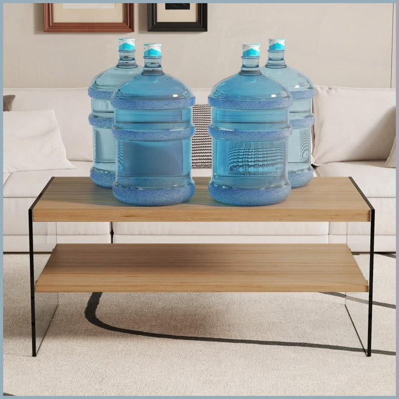 Table basse peu encombrante avec panneau de fibres à densité moyenne d'aspect bois et amp; Verre trempé, facile à nettoyer pour le salon