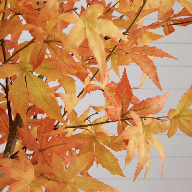 Apeton 84'' Faux Maple Tree in Pot, Orange