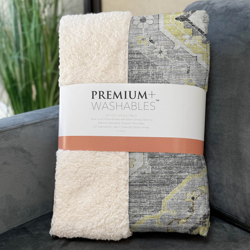 Couverture en sherpa grise One Pixie Street 50 po x 70 po, grise, Ivoire / Jaune