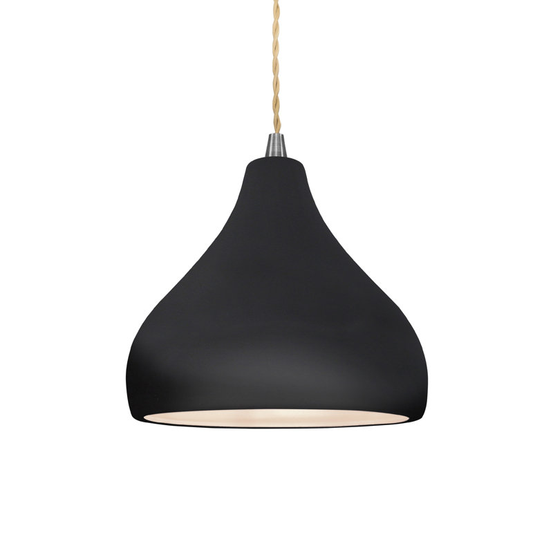 Meydan 1 - Light Single Drop Pendant, 7.25" H x 8" W x 8" D, Gloss Black, Brushed Nickel