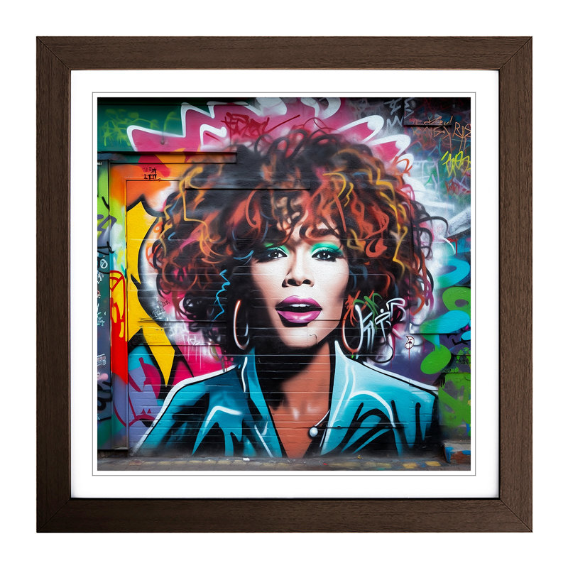 Whitney Houston - Single Picture Frame Print on Wood, Walnut