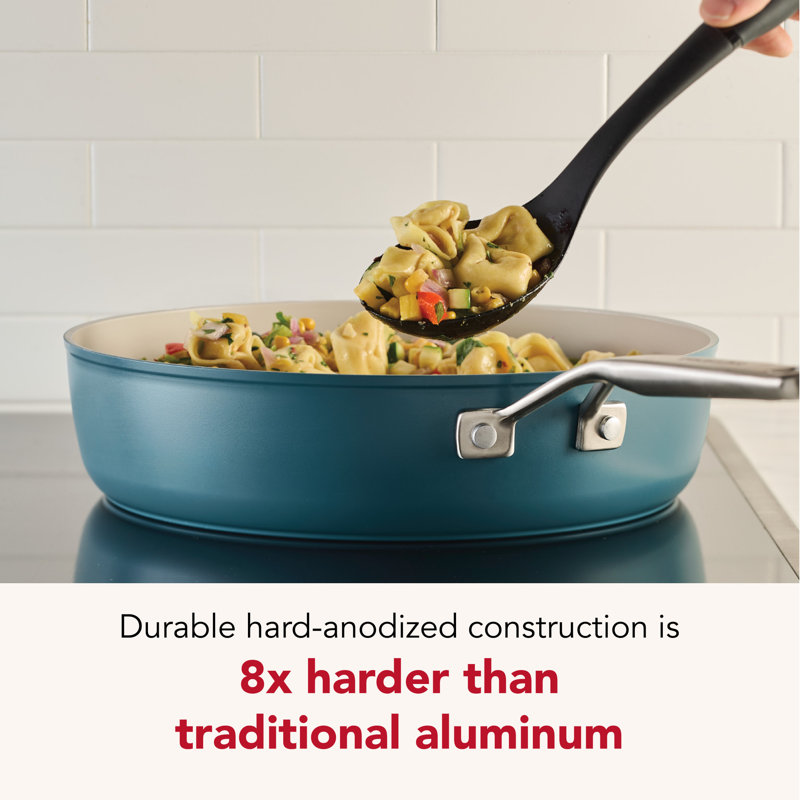 Kitchenaid Hard-Anodized Ceramic Induction Cookware Set, 10 Piece, Agave, Blue