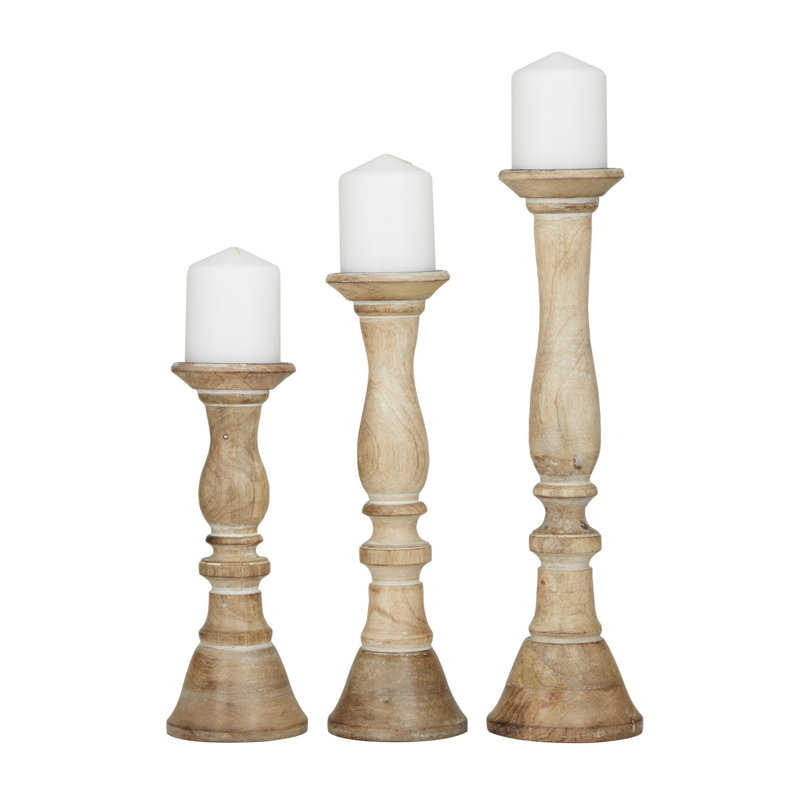 Porte-bougie en bois, Marron clair