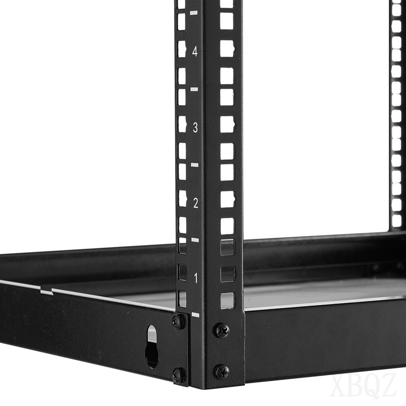 Support réseau 16U à cadre ouvert de 23 po de profondeur, support mural ou sur pied, support robuste à 4 poteaux, avec tablettes ventilées et quincaillerie de fixation, peut contenir tout votre équipement audiovisuel de réseautage