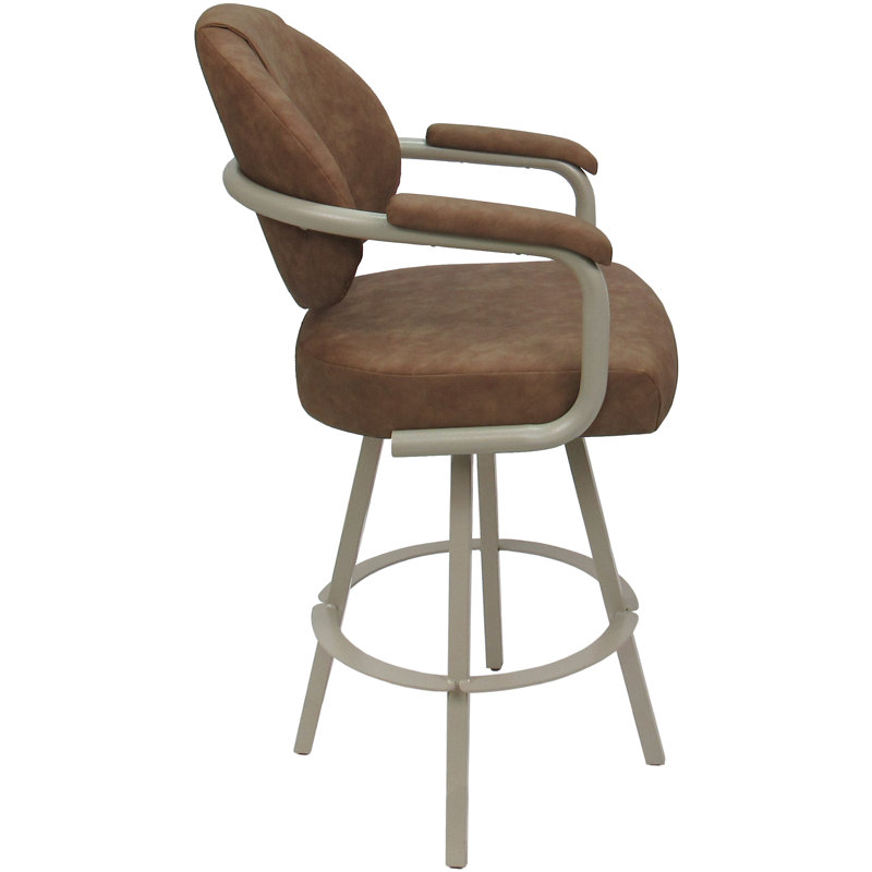 Tabouret de comptoir pivotant en métal Lavenia - base Warren, Vinyle brun / cadre beige