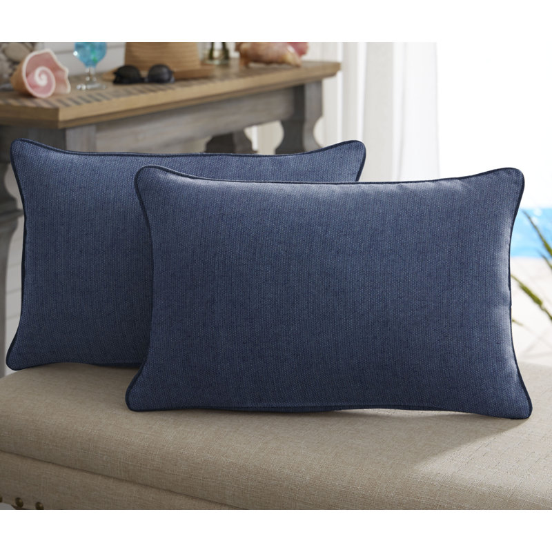 Sunbrella Outdoor Solid Corded Pillow, 13"H x 20"W, Spectrum Indigo Sunbrella® Plainweave