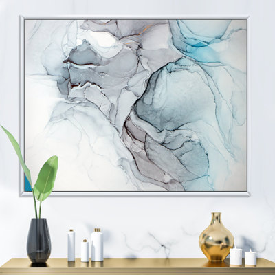Luxry Blue and Grey Marble Art Ripples IV - Art mural moderne sur toile