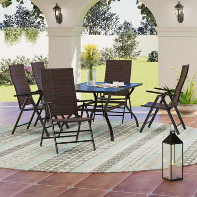 Alyah Rectangular 7 - Piece 6 - Person 152.4Cm L Outdoor Table Set