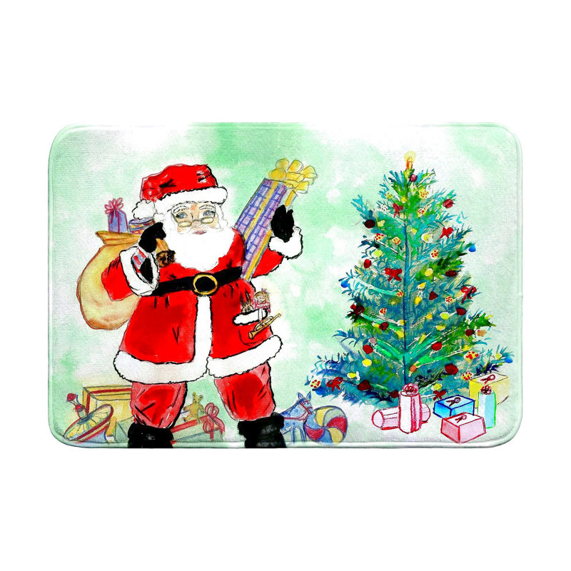 Tapis de bain Père Noël et arbre, Simple - L 24 po x l 36 po