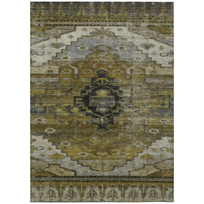 Machine Washable Indoor/Outdoor Xhevrie Brown Rug