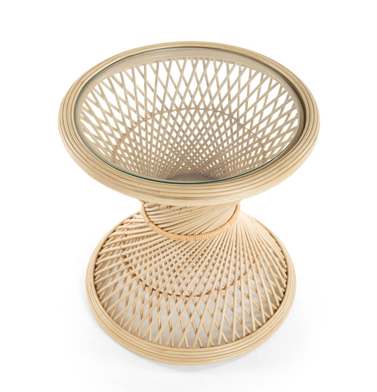 Aylon Glass Top End Table, Natural
