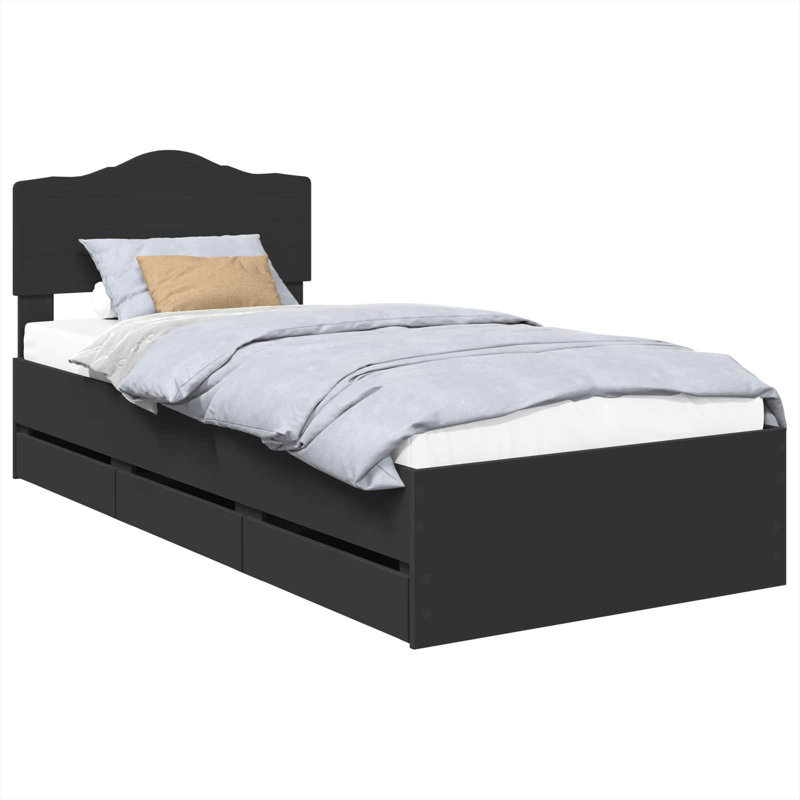 Bed, Black, European Single (90 x 200 cm)