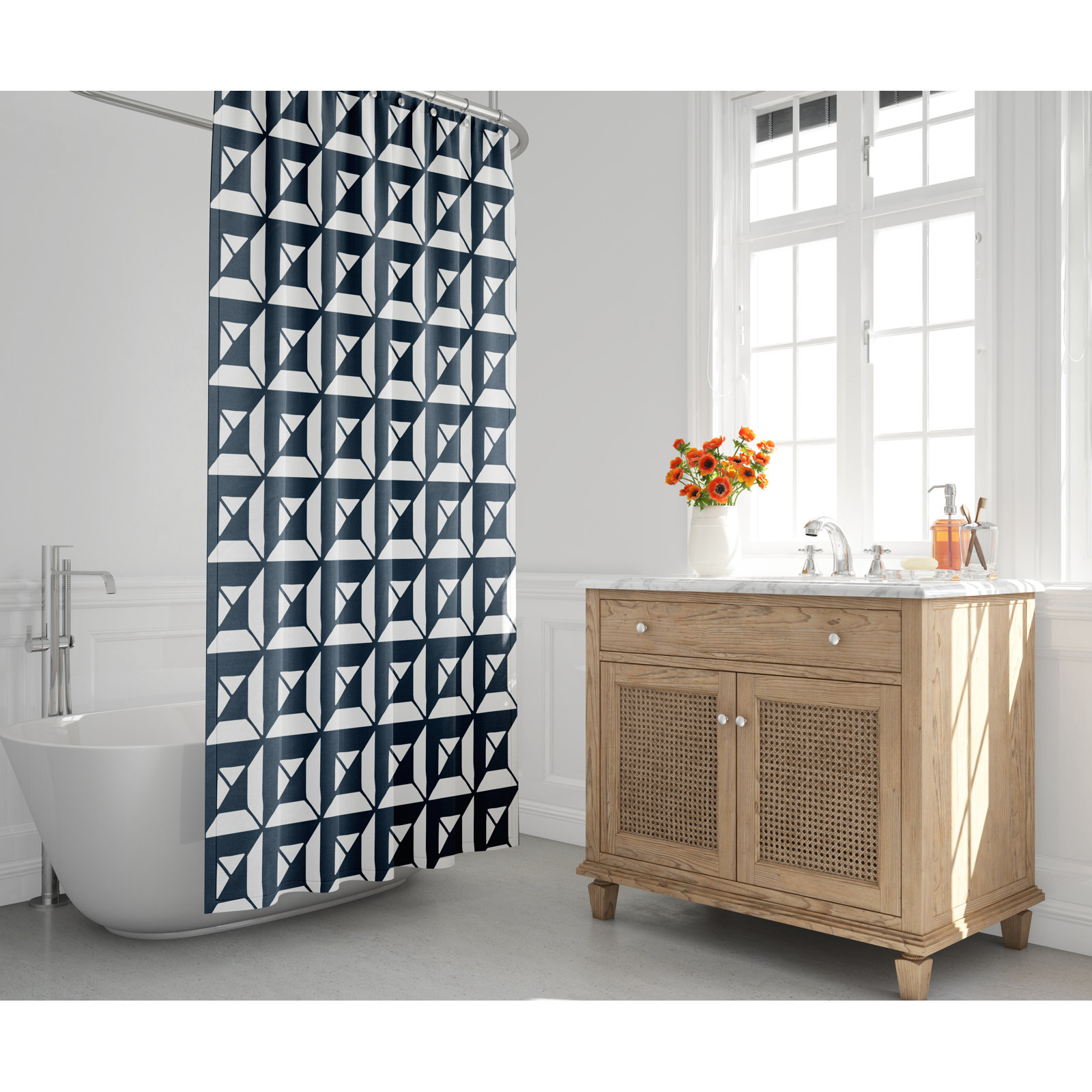 Polyester Shower Curtain, Navy Blue