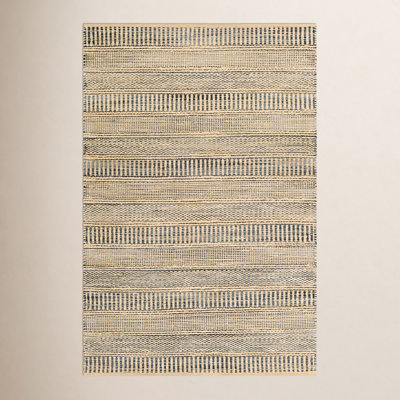 Mulaney Denim Cream Hand-Woven Geometric Jute Rug