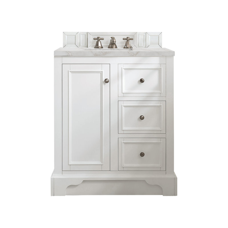 Kewstoke 31.3'' Single Bathroom Vanity with Top, Bright White, Victorian Silver, 8" Widespread