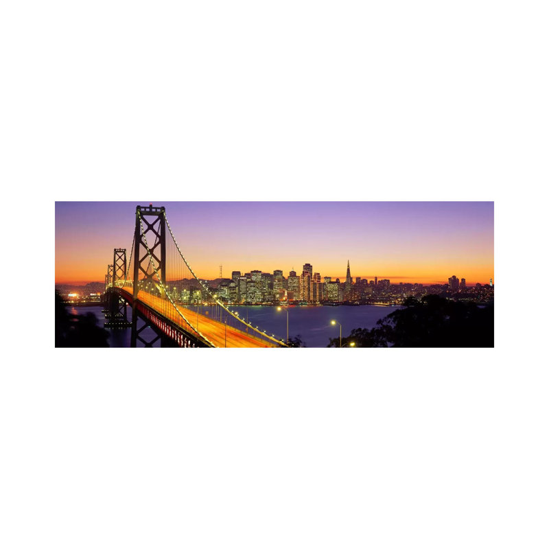 Bay Bridge at Night, San Francisco, Californie, États-Unis - Giclée sur toile tendue avec châssis, H 12 po x l 36 po