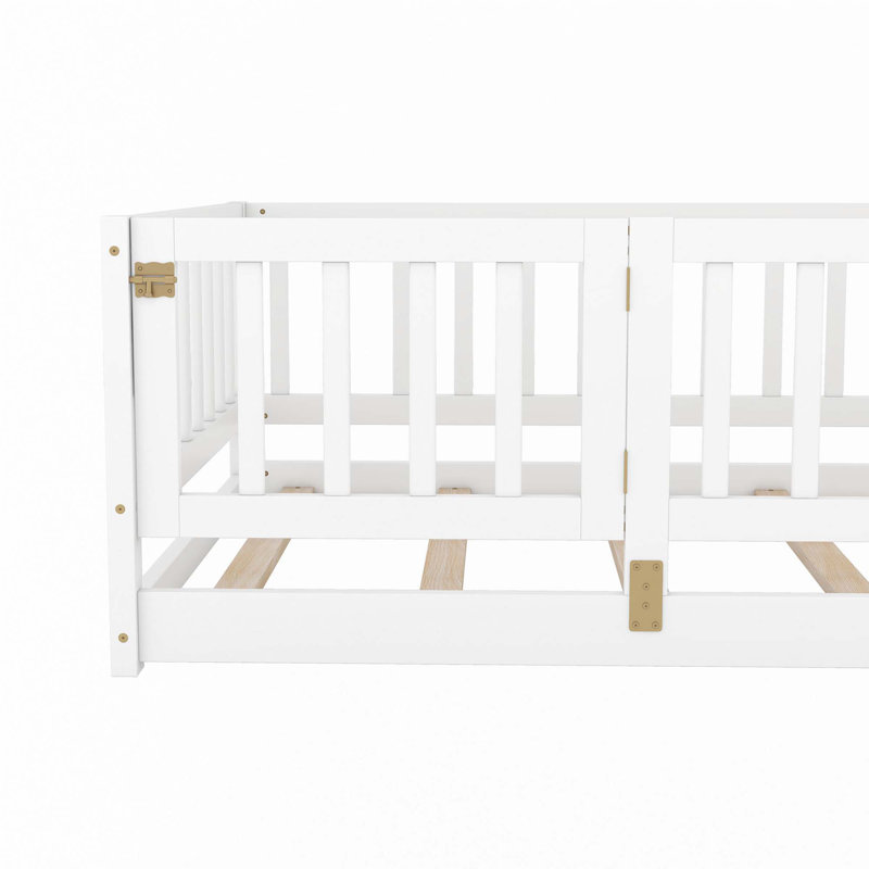 Lit de plancher avec lattes, Simple, Blanc