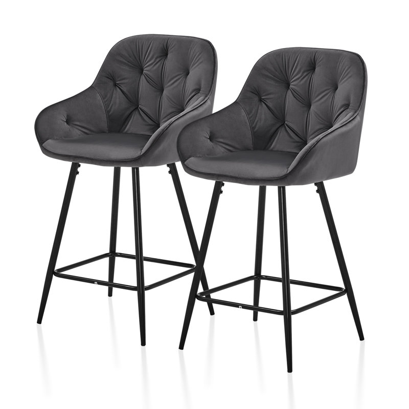 Aekerly Upholstered Counter Stool with Metal Frame