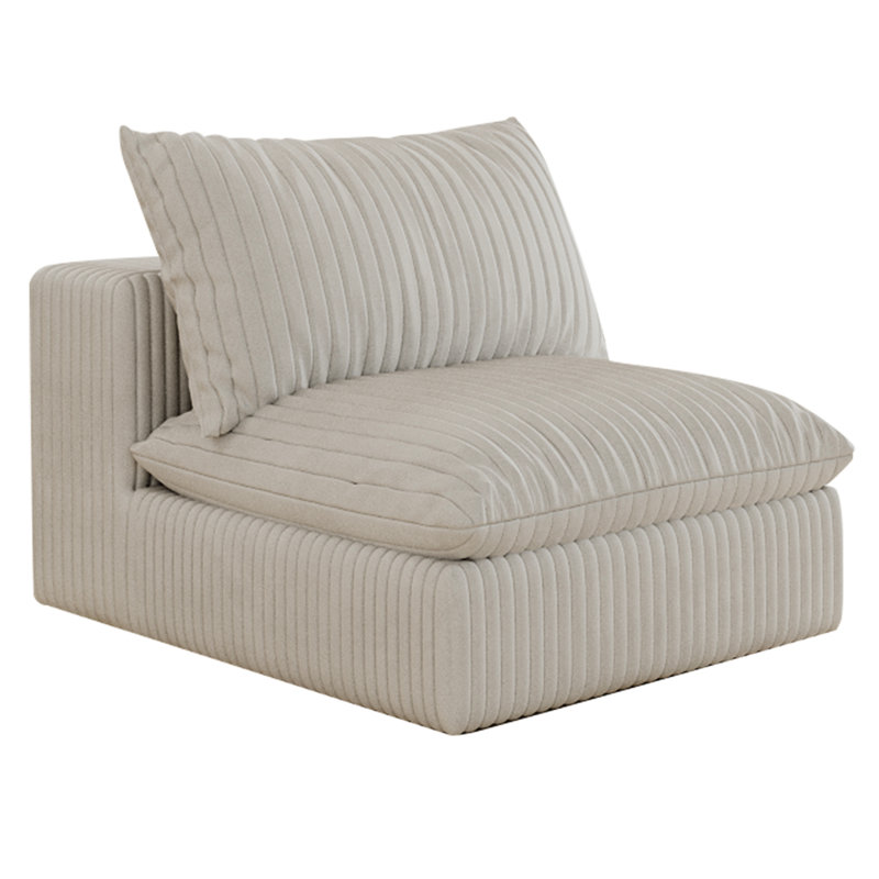 Nuage de tissu velours côtelé blanc, siège simple avec coussin double couche amovible, bricolage pour diverses pièces, sans assemblage, siège rembourré en éponge douce et en plumes, compression à haute densité, siège profond