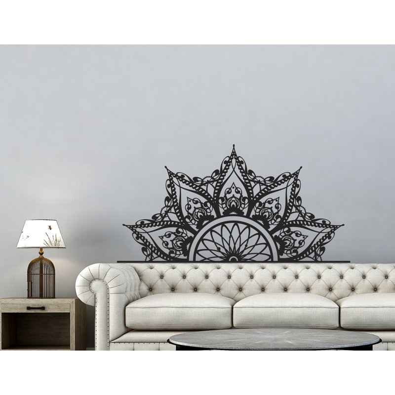 Adhésif décoratif demi-mandala, Noir, H 31 po x l 46 po
