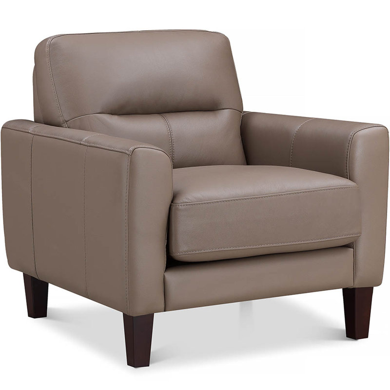 Schneider Top Grain Leather Chair, Chloe Ash Brown Genuine Leather