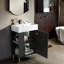 Meuble-lavabo de salle de bain avec rangement à gauche, lavabo simple en céramique, armoire en MDF avec porte à fermeture en douceur, poignée et pieds dorés, installation facile-1367516248