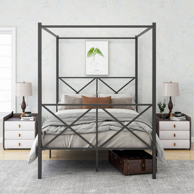 Metal Canopy Bed Frame With Headboard And Footboard