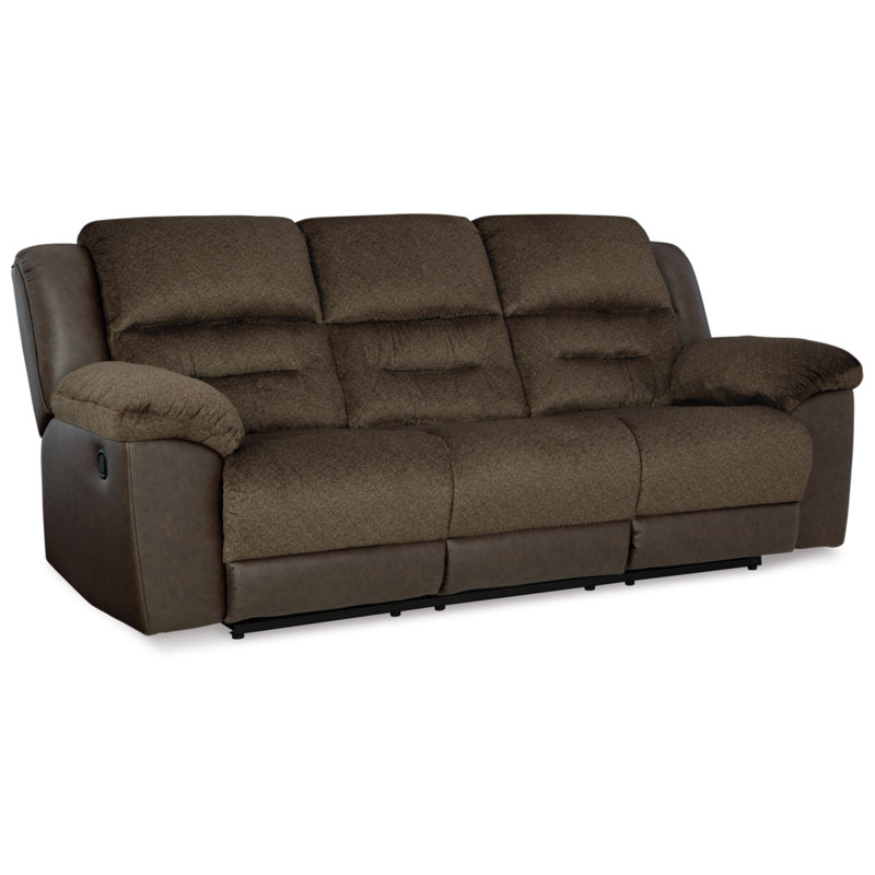 Brown Faux Leather Manual Reclining Sectional Sofa