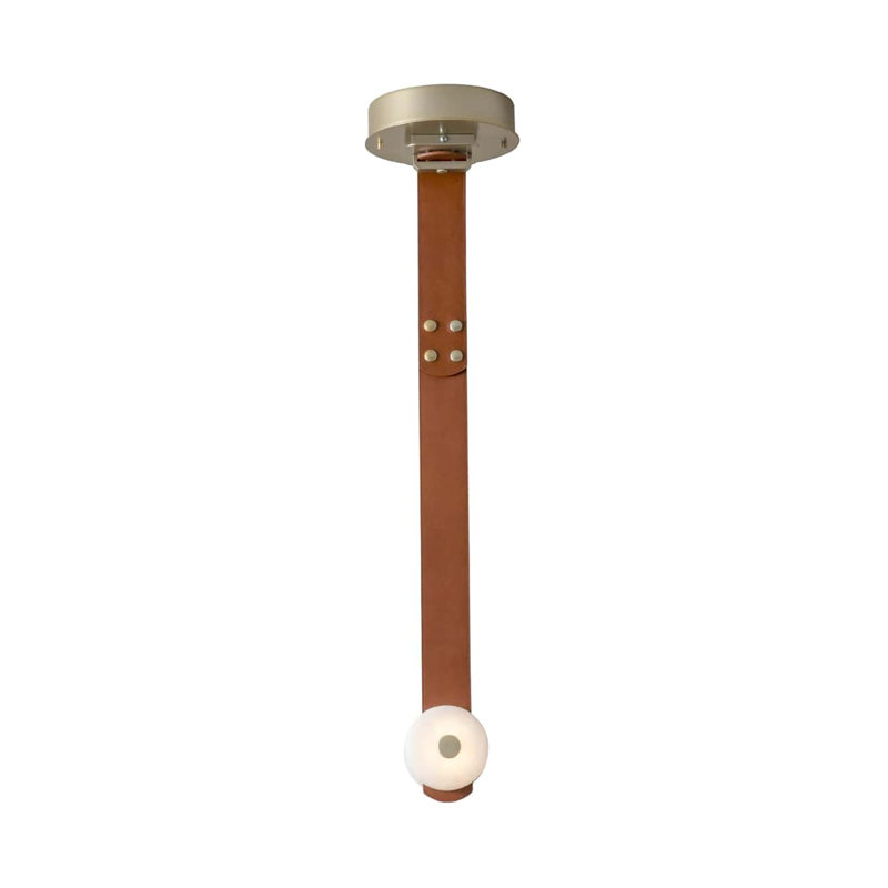 Petit luminaire suspendu à DEL SNAPS - Cuir, Blanc, Cuir châtaignier
