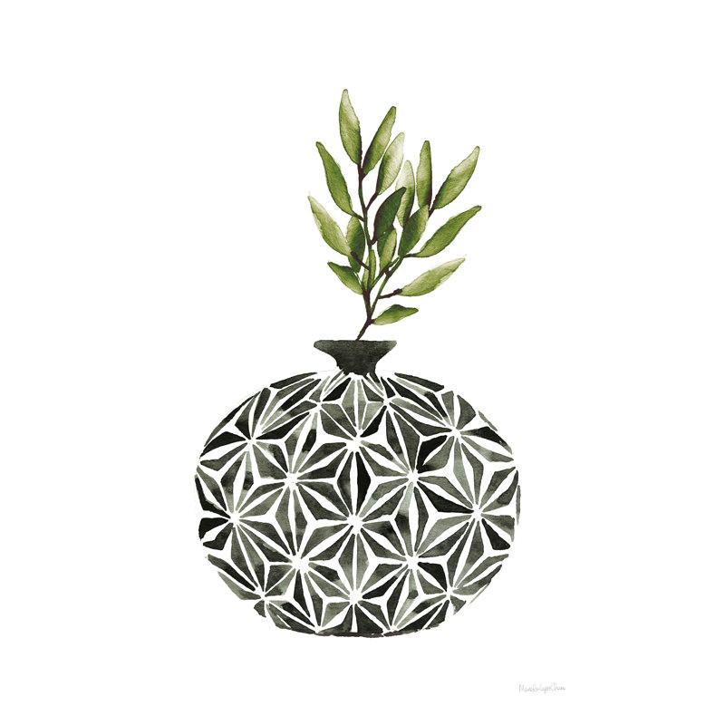 Geometric Vases IV Green by Mercedes Lopez Charro - Wrapped Canvas Print, 30cm H x 20cm W x 3.8cm D
