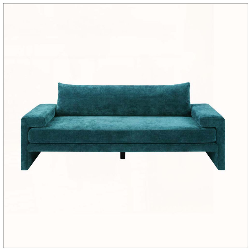 Canapé surdimensionné en chenille 3 places avec accoudoirs larges et coussins épais, Chenille bleu