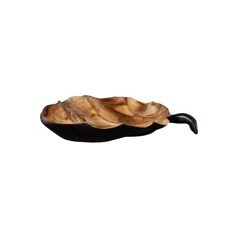 Leaf Bowl, Teak Wood, Black & Natural, Black/Natural
