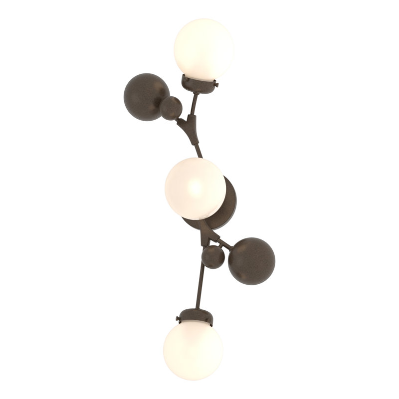 Sprig 3 Light Dimmable Flush Mount, Opal Glass, Bronze