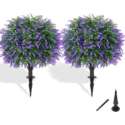 Ensemble de 2 boules topiaires artificielles en buis avec lavande