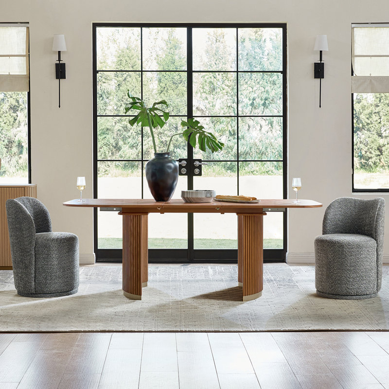 Clester Modern 360-Degree Swivel Dining Chair Set, Gray, 2