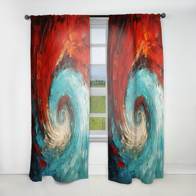 Red Blue Majestic Motion Spiral I - Rideau en velours moderne - obscurcissant - 1 panneau, L 52 po x L 120 po
