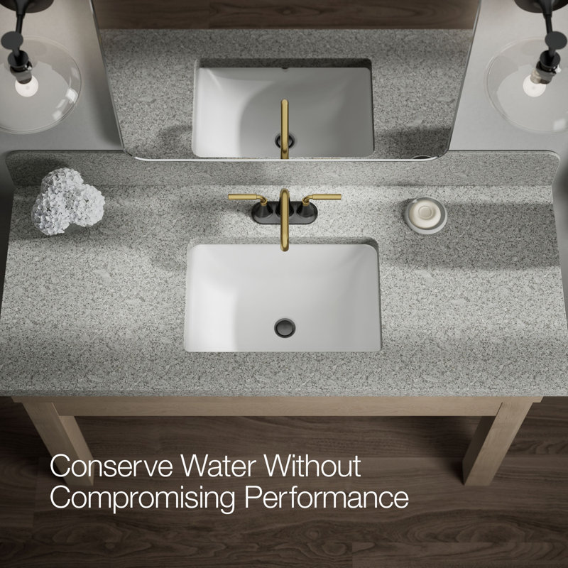 Tone Two-Handle Centerset Bathroom Sink Faucet with Clicker Drain, 1.2 GPM, Matte Black/Brass