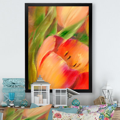 Vintage Red Tulips Painting Vintage Red Tulips Painting Painting Print
