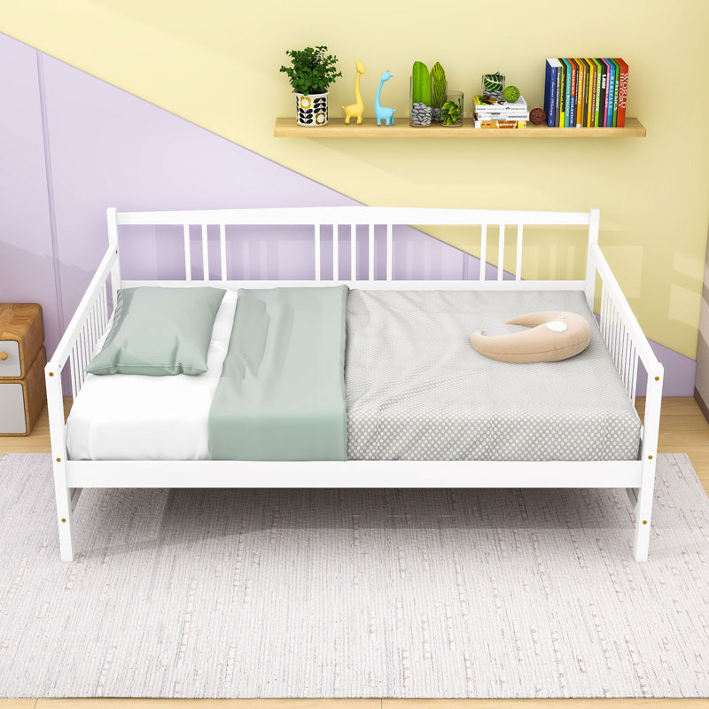 Full Size Wooden Daybed with Slats, White
