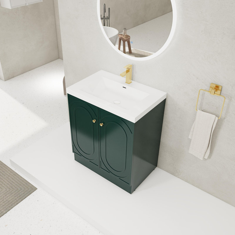 Meuble-lavabo autoportant avec lavabo en résine