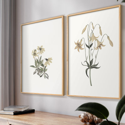 «Vintage Floral XX», impression giclée sur cadre - ensemble de 2