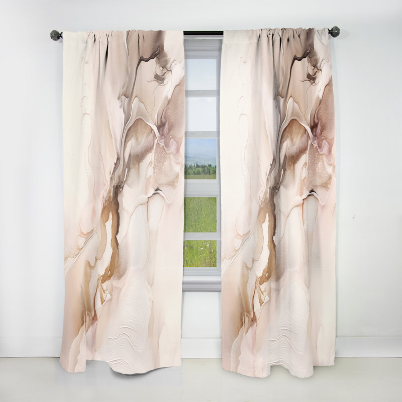 Brun délicat Marbre délicat I - Rideau de marbre abstrait - Velours obscurcissant - 1 panneau, L 52 po x L 120 po