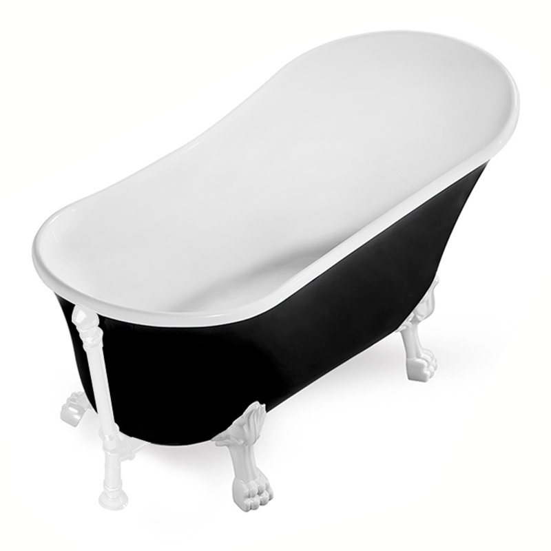 67" Streamline Clawfoot Soaking Acrylic Bathtub, Glossy White, Glossy White