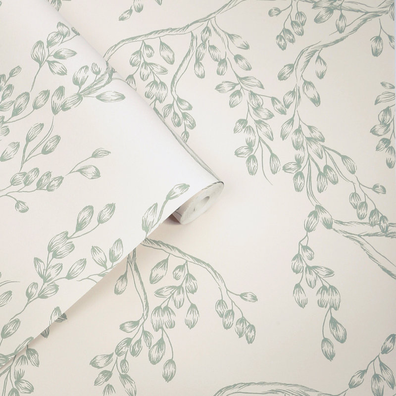 Laura Ashley Rainham Willow Sage Wallpaper, Green
