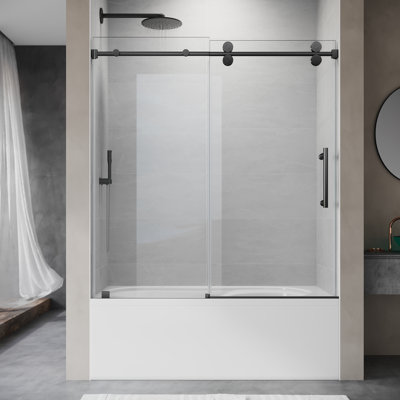 Porte de baignoire coulissante sans cadre l 56 "- H 60" x H 66 "