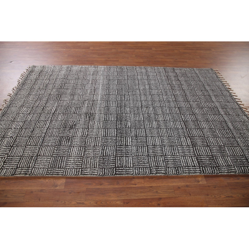 Tapis noir et blanc marocain 5 x 8
